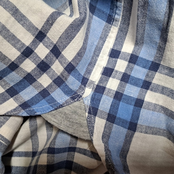 Benson New York Men's Button  Down Shirt 100% Linen White Blue Check Large - Picture 4 of 9